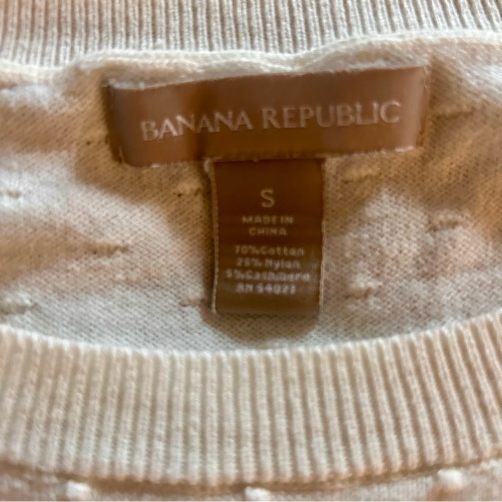 Banana Republic Cotton Cashmere Blend Cream Polka dot Textured Sweater Size S - Picture 4 of 8